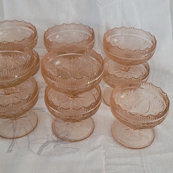 Vintage Tiara Exclusives sandwich glass pink dessert glasses. Set of 11 or less - Picture 2 of 5